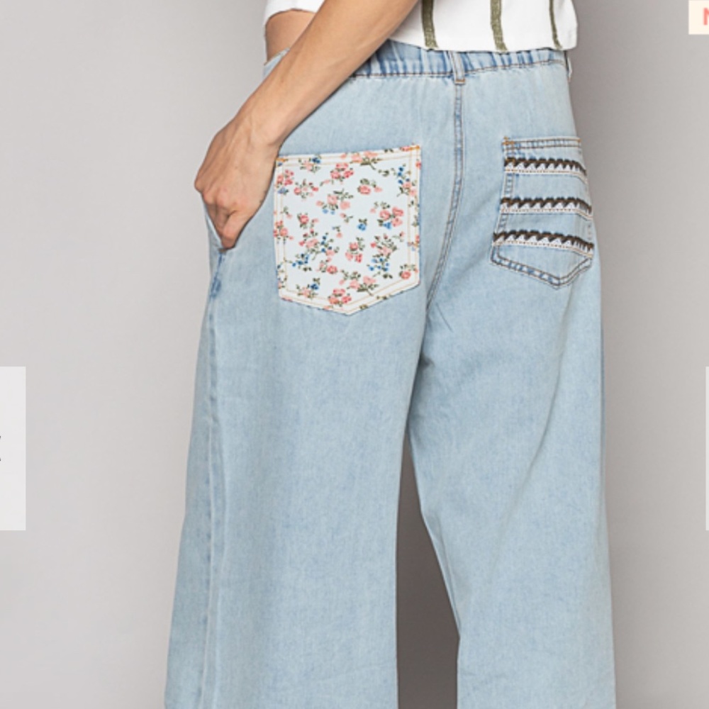 ☀️POL “ Nantucket 2 “ POL Denim Patchwork Flare Jeans Relaxed Fit Lightweight 12 - Picture 7 of 12